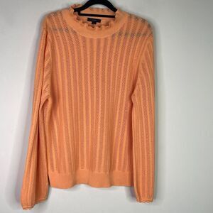 J. Crew Pointelle Ruffle Mockneck Sweater Women's Size Large